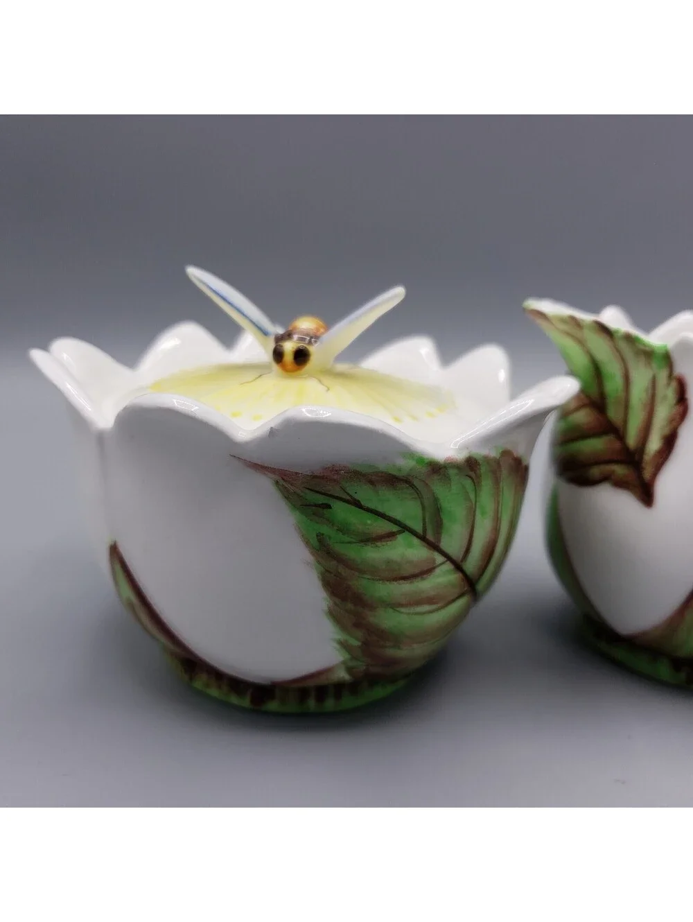 Vintage Lefton Bee Line Creamer & Sugar Set Bumble Bee Ceramic #1291 Japan